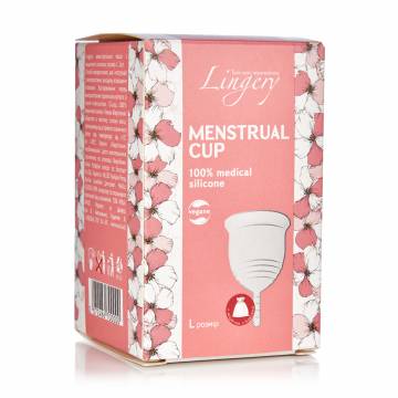 Менструальная чаша Lingery из медицинского силикона, белая, размер L, 1 шт Менструальная чаша Lingery из медицинского силикона, белая, размер L, 1 шт