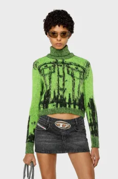 Женский салатовый шерстяной свитер M-SYMI Салатовый S Diesel A11181 0BMAL