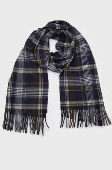 Мужской темно-синий шерстяной шарф в клетку CHECK WOVEN SCARF Синий ONESIZE Gant 9920209