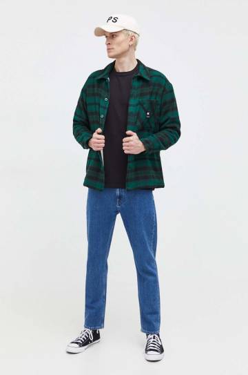 Хлопковая футболка Tommy Jeans мужской цвет чёрный с аппликацией Хлопковая футболка Tommy Jeans мужской цвет чёрный с аппликацией