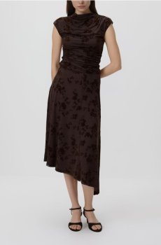 Reserved - Асиметрична сукня-міні - темно коричневий - 675HS-89X