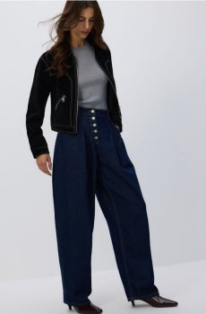 Reserved - Джинси barrel із защипами - темно-синій - 559GE-59J