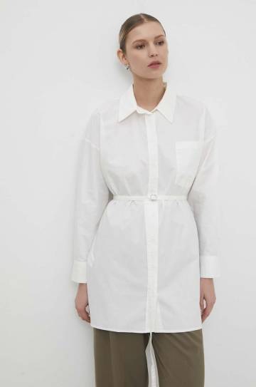 Хлопковая рубашка Answear Lab женская цвет белый relaxed классический воротник Хлопковая рубашка Answear Lab женская цвет белый relaxed классический воротник