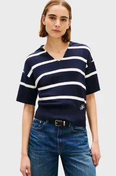 Женское темно-синее поло в полоску NEEDLE Разноцветный XS Tommy Hilfiger WW0WW45400