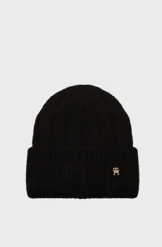 Женская черная шапка TH TIMELESS BEANIE Черный ONESIZE Tommy Hilfiger AW0AW16630