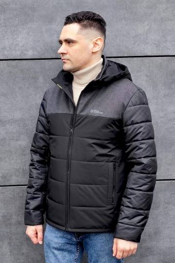 Черная утепленная куртка с капюшоном DV-109 (black) Черная утепленная куртка с капюшоном DV-109 (black)