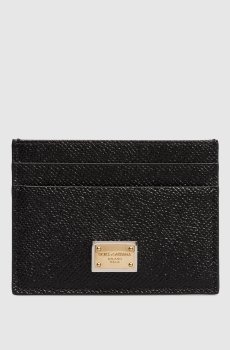 Черный кожаный картхолдер с логотипом