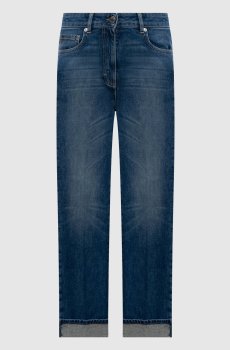 Синие джинсы с отворотами