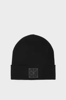 Мужская черная шапка EMBLEM Черный ONESIZE Calvin Klein LV04D8052G