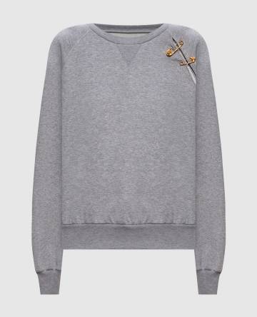 Серый меланжевый свитшот с кашемиром Серый меланжевый свитшот с кашемиром