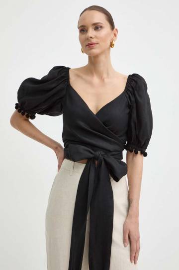 Льняная рубашка Luisa Spagnoli RUNWAY COLLECTION цвет чёрный slim 541141 Льняная рубашка Luisa Spagnoli RUNWAY COLLECTION цвет чёрный slim 541141