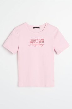 Футболка з написом "Im not sure but IIll do it anyway" - пастельний рожевий