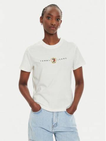 Tommy Jeans Футболка Crest Linear DW0DW18795 Écru Regular Fit Tommy Jeans Футболка Crest Linear DW0DW18795 Écru Regular Fit
