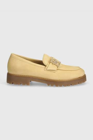 Мокасины из нубука Tommy Hilfiger CLEATED NUBUCK BOAT SHOE цвет бежевый на платформе FW0FW08062 Мокасины из нубука Tommy Hilfiger CLEATED NUBUCK BOAT SHOE цвет бежевый на платформе FW0FW08062