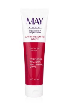 Матирующий скраб-пилинг MAY face для проблемной кожи лица, 100 мл