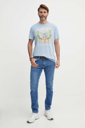 Хлопковая футболка Guess мужская с принтом M4GI60 K9RM1 Хлопковая футболка Guess мужская с принтом M4GI60 K9RM1