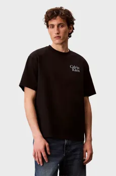 Мужская черная футболка RESORT SCRIPT Черный S Calvin Klein Jeans LV04RC808G