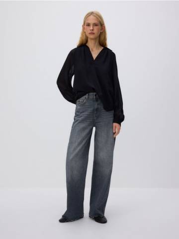 Reserved - Блузка з тканини з високим вмістом віскози - чорний - 257GC-99X