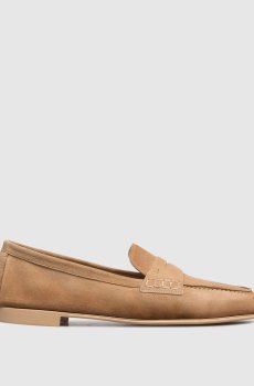 Коричневые замшевые лоферы с монограммой логотипа