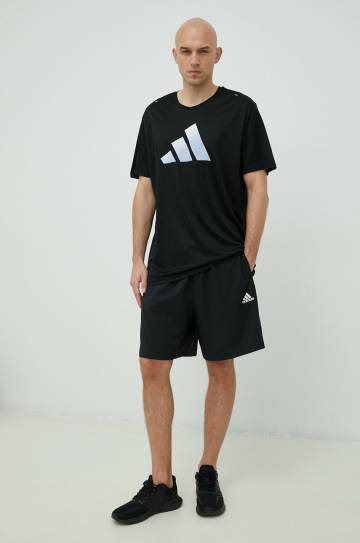 Футболка для бега adidas Performance Run Icons Цвет чёрный с принтом Футболка для бега adidas Performance Run Icons Цвет чёрный с принтом