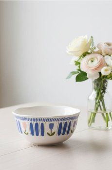 Керамічна миска з квітковим мотивом - темно-синій