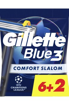 Одноразовые станки для бритья мужские (бритвы) Gillette Blue 3 Comfort Slalom, 8 шт