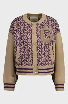 Женский бежевый кардиган GANT VARSITY JACQUARD KNIT BOMBER Бежевый M Gant 4805246