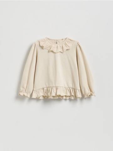 Reserved - Блузка з коміром - бежевий - 409FT-08X