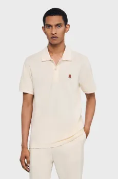Мужское белое поло Белый L Sandro SHPTS01669_Butter cream