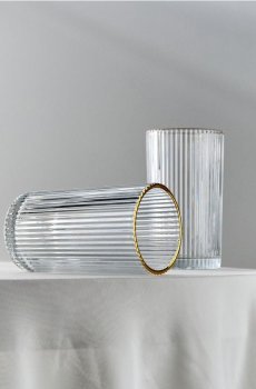 Набір рифлених склянок із золотою обвідкою 4 pack - clear