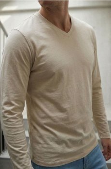 Бавовняна футболка з довгим рукавом - нюдовий
