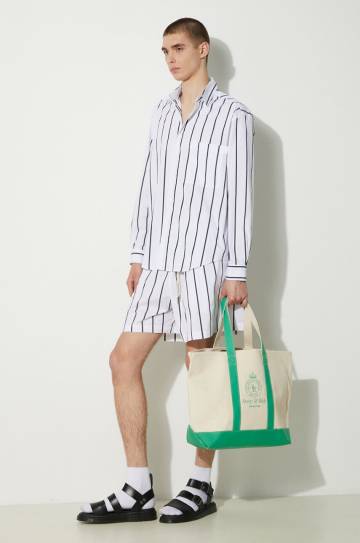 Хлопковая рубашка MKI MIYUKI ZOKU Striped Dress Shirt мужская цвет чёрный regular классический воротник STRIPED.DRESS.SHIRT Хлопковая рубашка MKI MIYUKI ZOKU Striped Dress Shirt мужская цвет чёрный regular классический воротник STRIPED.DRESS.SHIRT
