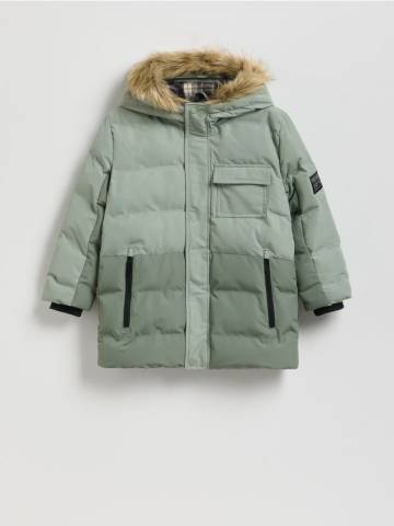 Reserved - Стьобана куртка з капюшоном - пильно-зелений - QF997-97X