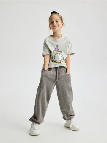 Reserved - Трикотажні штани з аплікацією - темно-сірий - 976FF-90X