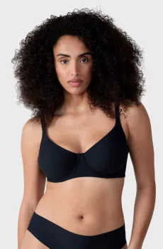 Женский черный бюстгальтер-минимайзер PURE FIT WE CARE Черный 85D Etam 6550440