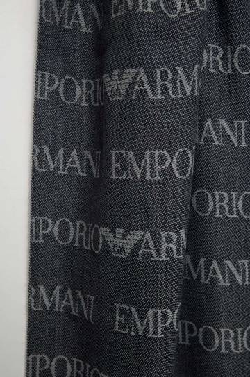 Шерстяная шаль Emporio Armani цвет синий узорный Шерстяная шаль Emporio Armani цвет синий узорный