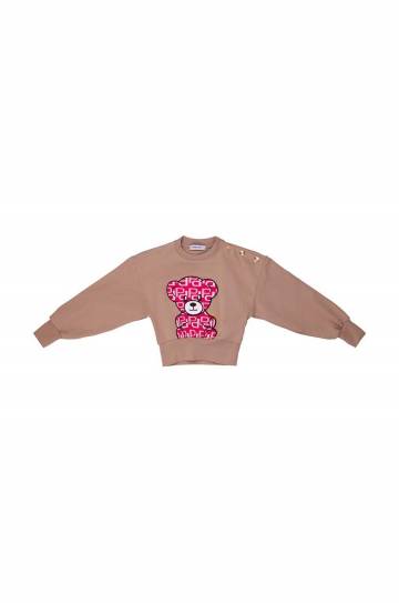 Детская кофта Pinko Up цвет бежевый с аппликацией Детская кофта Pinko Up цвет бежевый с аппликацией