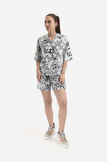 Шелковая рубашка MCQ Allover regular классический воротник 668283RSB064138-BLUE Шелковая рубашка MCQ Allover regular классический воротник 668283RSB064138-BLUE