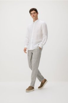 Reserved - Штани carrot fit із додаванням льону - світло-сірий - 537GC-09M