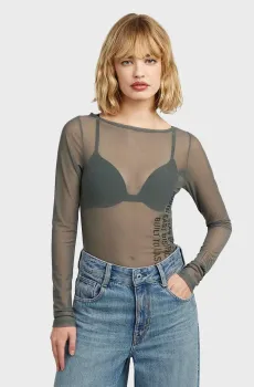 Женский коричневый лонгслив Stencil Коричневый XS G-Star RAW D28719,E497