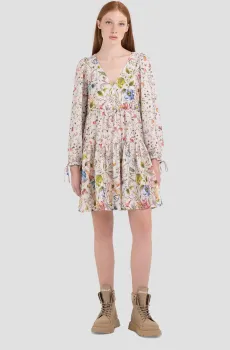 Женское белое платье с узором Белый XS Replay W9033 .000.73974