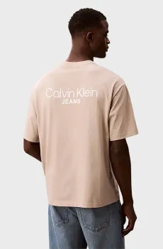 Мужская бежевая футболка LOGO BACK PRINT Бежевый L Calvin Klein Jeans LV04RD825G