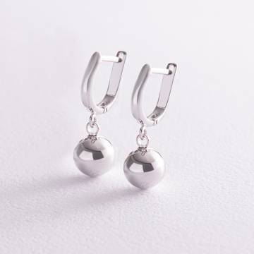 Серьги "Шарики" в белом золоте с07977 Серьги "Шарики" в белом золоте с07977
