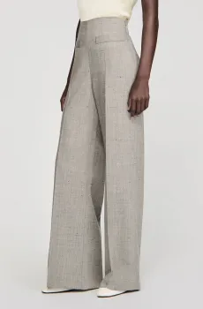 Женские серые шерстяные брюки Серый 38 Sandro SFPPA01888_Greige