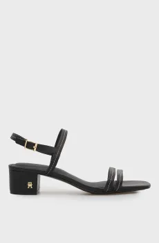 Женские черные кожаные босоножки LOW Черный 39 Tommy Hilfiger FW0FW09345