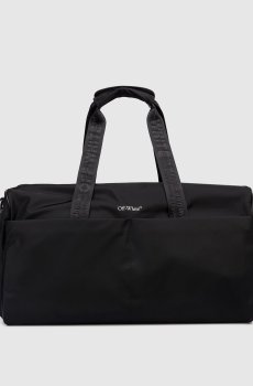 Черная дорожная сумка с принтом эмблемы