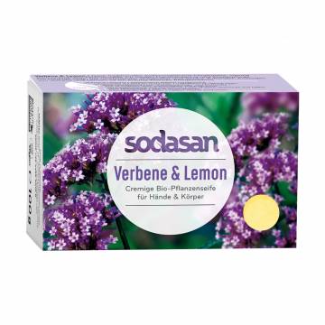Органическое твердое мыло для рук и тела Sodasan Вербена и лимон, освежающее, 100 г