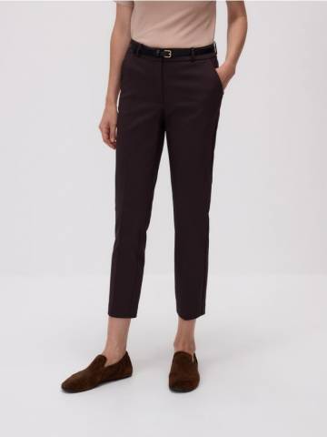 Reserved - Штани-сигарети з ременем - темно коричневий - 293FT-89X