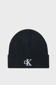 Мужская черная шапка MONOGRAM EMBRO BEANIE Черный ONESIZE Calvin Klein K50K512145