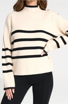 Ребристий светр з ґудзиками на плечі - різнобарвний